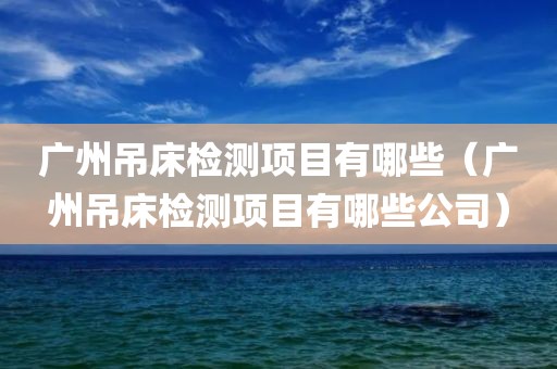 广州吊床检测项目有哪些（广州吊床检测项目有哪些公司）