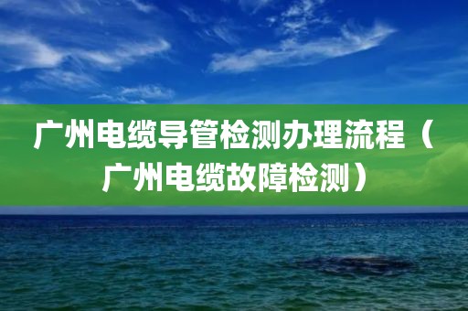 广州电缆导管检测办理流程（广州电缆故障检测）